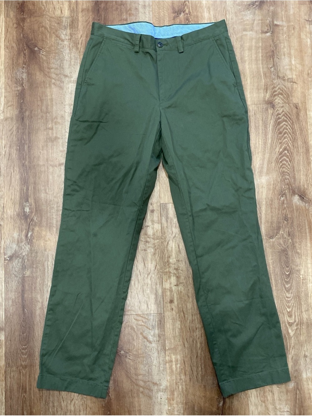 Brooks Brothers Clark Chino Pants Mens 33x32 Cotton Stretch Olive Green Straight